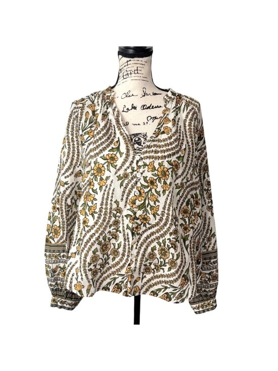 Veronica Beard Tops - Veronica Beard Women Size 10 Ailani Floral Linen Top Button-Up Long Sleeve